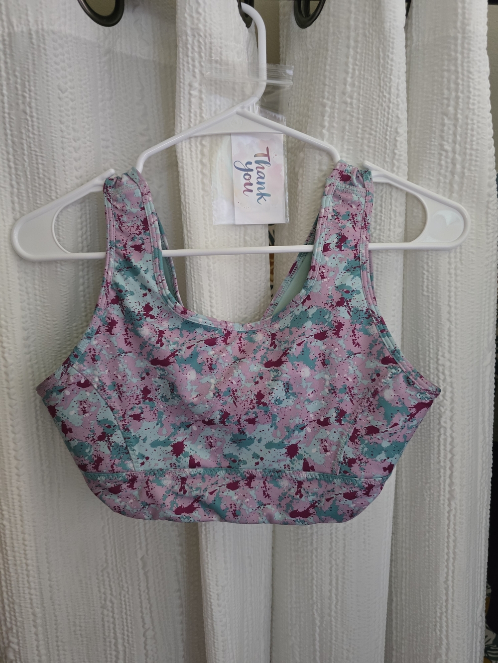 Athletic Works Pink & Teal Floral Print Sports Bra
